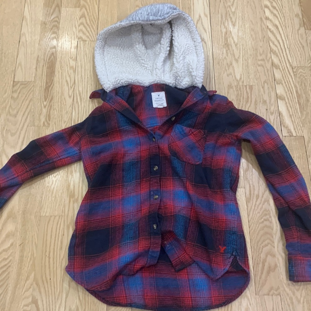 American eagle vintage boyfriend hooded flannel